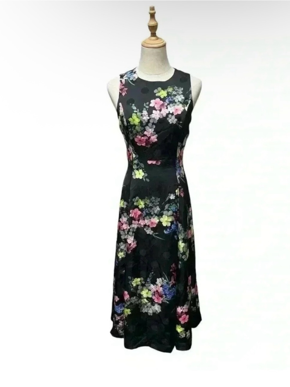 Ted Baker London Black Floral Sleeveless Midi Dress